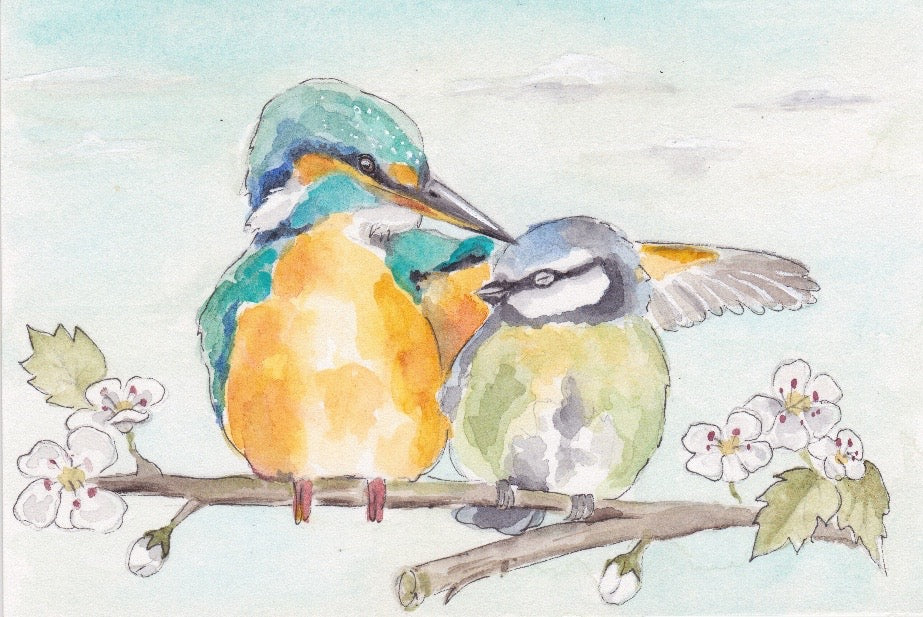 Kye the kingfisher and Barry the Bluetit